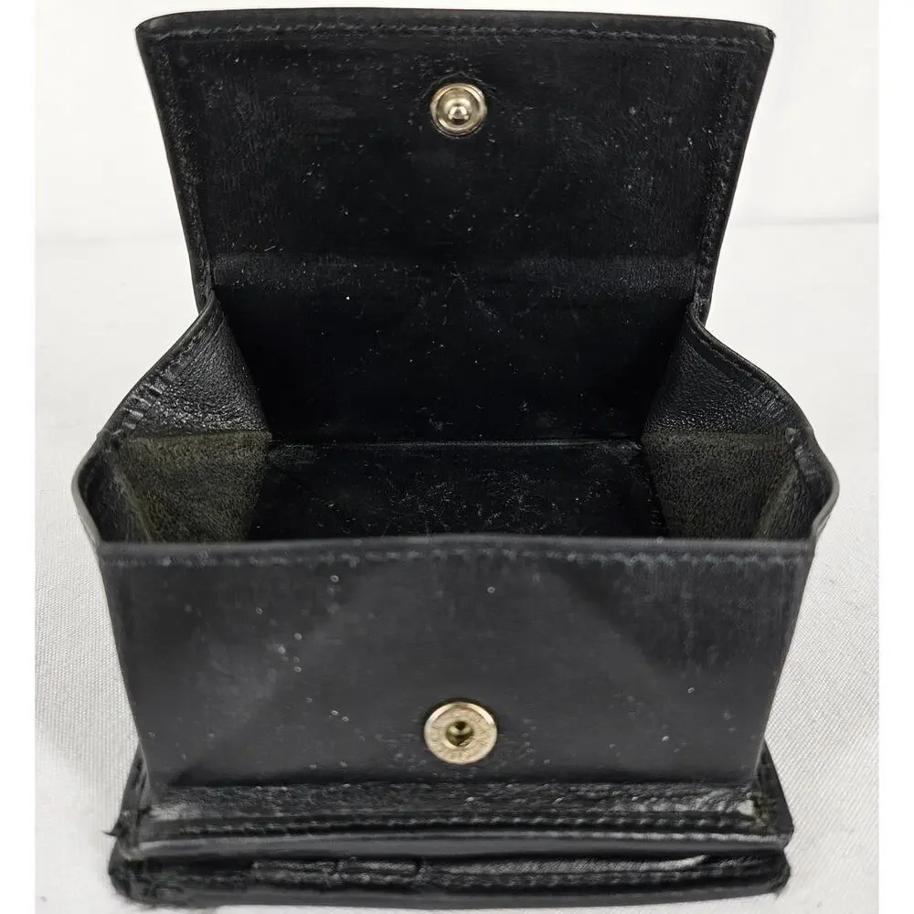 GUCCI VINTAGE MEN’S BLACK LEATHER BI-FOLD WALLET – COIN POCKET – MADE IN ITALY